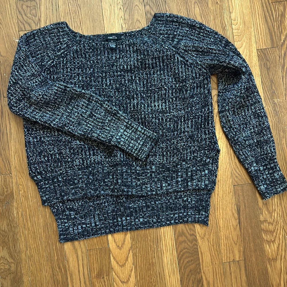 Black & White Cropped Knit Sweater